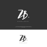 ZB Initial handwriting or handwritten logo for identity. Logo with signature and hand drawn style. vector