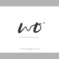 WO Initial handwriting or handwritten logo for identity. Logo with signature and hand drawn style. vector