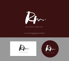 RM Initial handwriting or handwritten logo for identity. Logo with signature and hand drawn style. vector