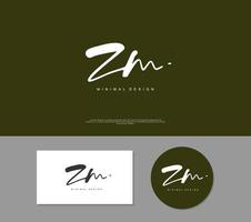 ZM Initial handwriting or handwritten logo for identity. Logo with signature and hand drawn style. vector