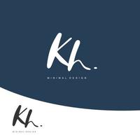 kh escritura a mano inicial o logotipo escrito a mano para la identidad. logo con firma y estilo dibujado a mano. vector