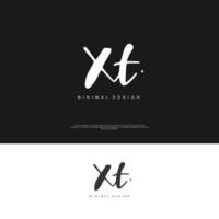 XT Initial handwriting or handwritten logo for identity. Logo with signature and hand drawn style. vector