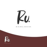 RU Initial handwriting or handwritten logo for identity. Logo with signature and hand drawn style. vector