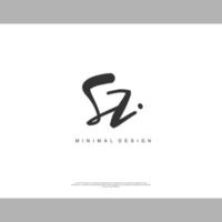 SZ Initial handwriting or handwritten logo for identity. Logo with signature and hand drawn style. vector