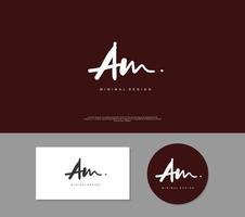 AM Initial handwriting or handwritten logo for identity. Logo with signature and hand drawn style. vector