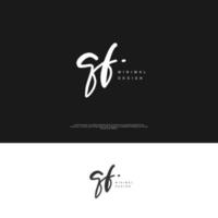 QF Initial handwriting or handwritten logo for identity. Logo with signature and hand drawn style. vector