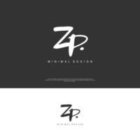 ZP Initial handwriting or handwritten logo for identity. Logo with signature and hand drawn style. vector