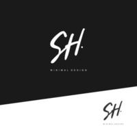 SH Initial handwriting or handwritten logo for identity. Logo with signature and hand drawn style. vector