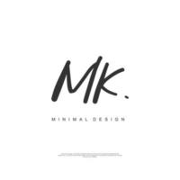 MK Initial handwriting or handwritten logo for identity. Logo with signature and hand drawn style. vector