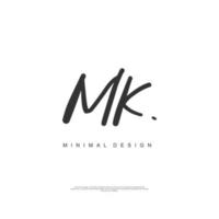 MK Initial handwriting or handwritten logo for identity. Logo with signature and hand drawn style. vector