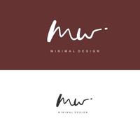 MW Initial handwriting or handwritten logo for identity. Logo with signature and hand drawn style. vector