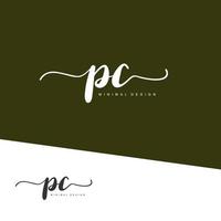 PC Initial handwriting or handwritten logo for identity. Logo with signature and hand drawn style. vector