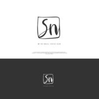 SN Initial handwriting or handwritten logo for identity. Logo with signature and hand drawn style. vector