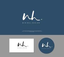 NH Initial handwriting or handwritten logo for identity. Logo with signature and hand drawn style. vector