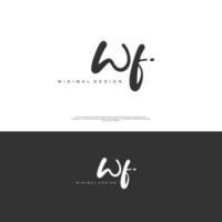 WF Initial handwriting or handwritten logo for identity. Logo with signature and hand drawn style. vector