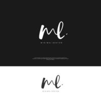 ML Initial handwriting or handwritten logo for identity. Logo with signature and hand drawn style. vector