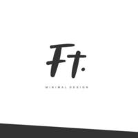 FT Initial handwriting or handwritten logo for identity. Logo with signature and hand drawn style. vector