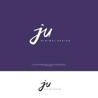 JU Initial handwriting or handwritten logo for identity. Logo with signature and hand drawn style. vector