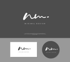 NM Initial handwriting or handwritten logo for identity. Logo with signature and hand drawn style. vector