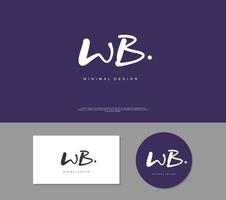 WB Initial handwriting or handwritten logo for identity. Logo with signature and hand drawn style. vector