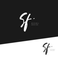SF Initial handwriting or handwritten logo for identity. Logo with signature and hand drawn style. vector