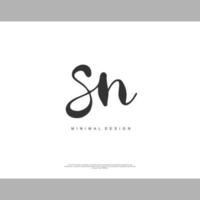 SN Initial handwriting or handwritten logo for identity. Logo with signature and hand drawn style. vector