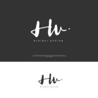 HU Initial handwriting or handwritten logo for identity. Logo with signature and hand drawn style. vector