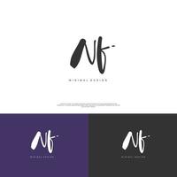 NF Initial handwriting or handwritten logo for identity. Logo with signature and hand drawn style. vector