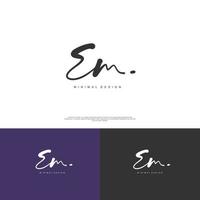 EM Initial handwriting or handwritten logo for identity. Logo with signature and hand drawn style. vector
