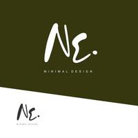 NE Initial handwriting or handwritten logo for identity. Logo with signature and hand drawn style. vector