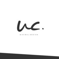 UC Initial handwriting or handwritten logo for identity. Logo with signature and hand drawn style. vector
