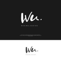 WU Initial handwriting or handwritten logo for identity. Logo with signature and hand drawn style. vector