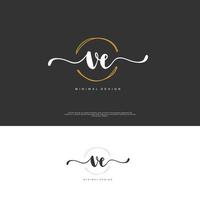 VE Initial handwriting or handwritten logo for identity. Logo with signature and hand drawn style. vector