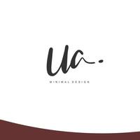 UA Initial handwriting or handwritten logo for identity. Logo with signature and hand drawn style. vector