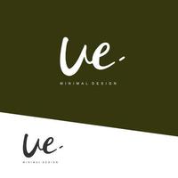 UE Initial handwriting or handwritten logo for identity. Logo with signature and hand drawn style. vector