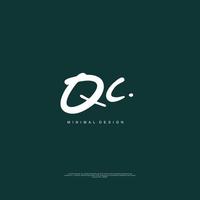 QC Initial handwriting or handwritten logo for identity. Logo with signature and hand drawn style. vector