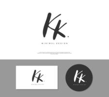 KK Initial handwriting or handwritten logo for identity. Logo with signature and hand drawn style. vector