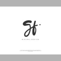 GF Initial handwriting or handwritten logo for identity. Logo with signature and hand drawn style. vector