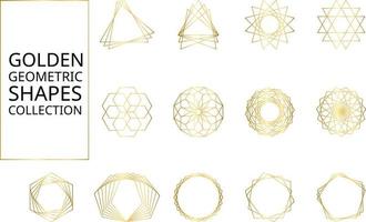 Golden geometric shapes collection vector