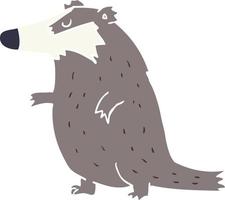 flat color style cartoon badger vector