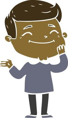happy flat color style cartoon man