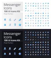 Messenger pixel perfect flat gradient two-color ui icons kit for dark, light mode. Online communication. Vector isolated RGB pictograms. GUI, UX design for web, mobile