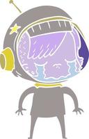 flat color style cartoon crying astronaut girl vector