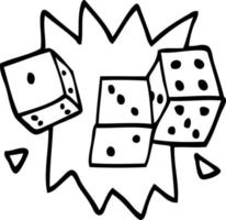 line drawing cartoon rolling dice vector