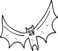 murciélago de dibujos animados de dibujo lineal vector