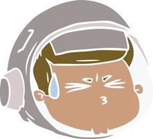 cara de astronauta estresada de dibujos animados de estilo de color plano vector