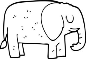 line drawing cartoon elephant standing still vector