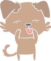 flat color style cartoon dog sticking out tongue vector