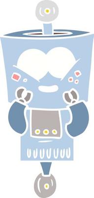 happy flat color style cartoon robot