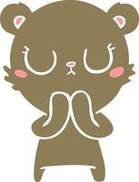 peaceful flat color style cartoon bear cub vector